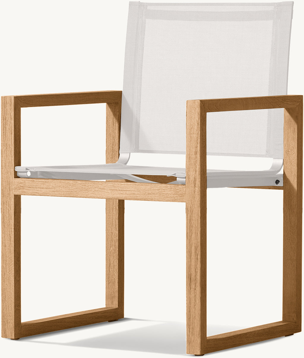 FAUTEUIL DE SALLE À MANGER EN TECK ET MAILLE - SANTORIN