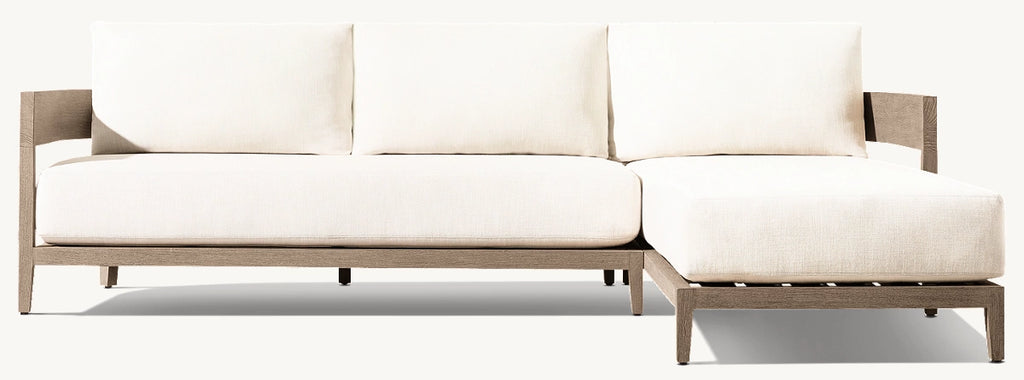 CANAPÉ D'ANGLE EN TECK AVEC MÉRIDIENNE DROITE - LUMINA