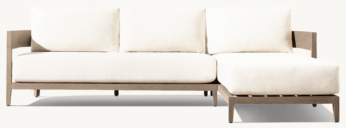 CANAPÉ D'ANGLE EN TECK AVEC MÉRIDIENNE DROITE - LUMINA