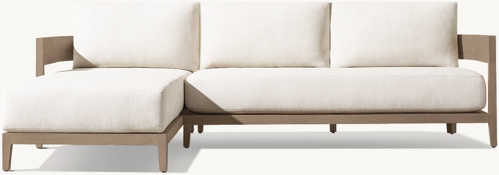 CANAPÉ D'ANGLE EN TECK AVEC MÉRIDIENNE GAUCHE - LUMINA