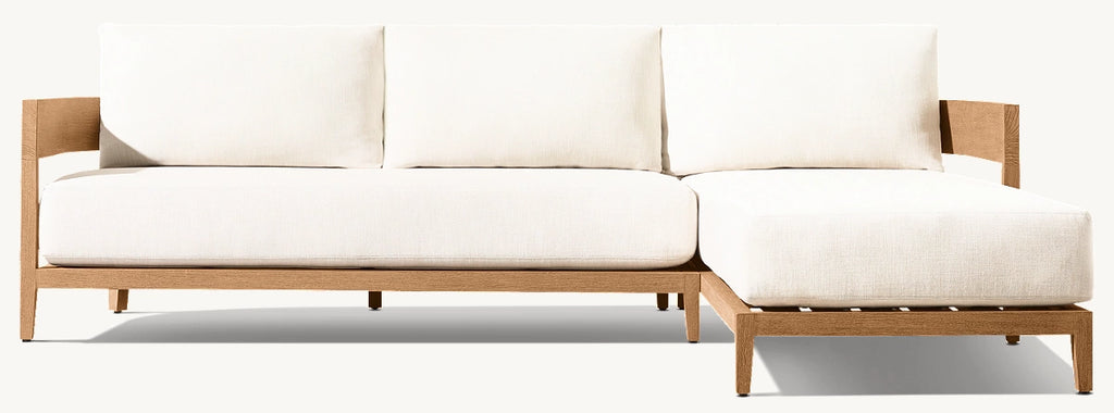 CANAPÉ D'ANGLE EN TECK AVEC MÉRIDIENNE DROITE - LUMINA