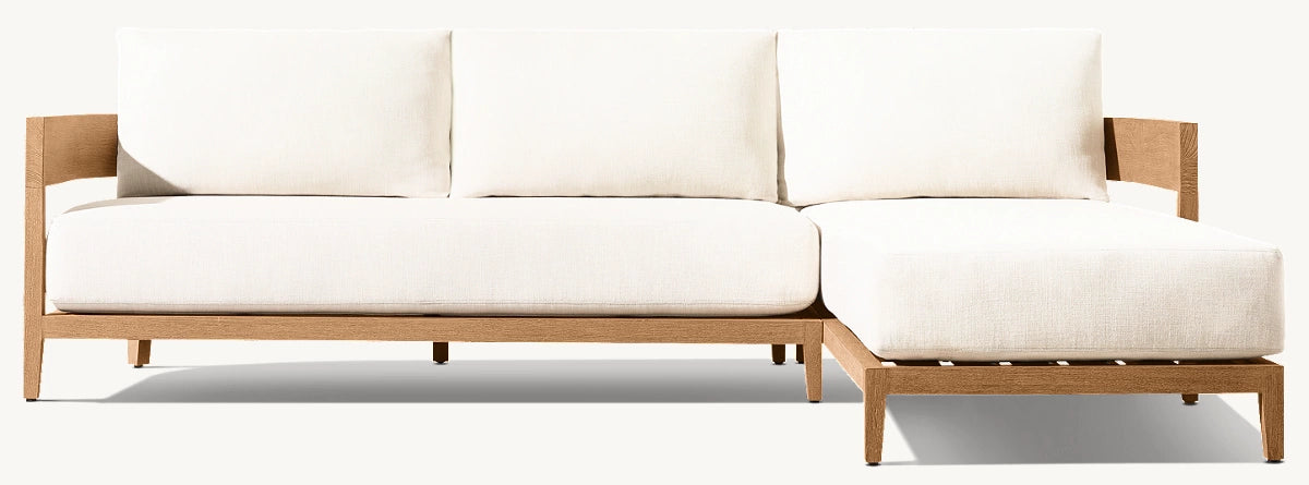 CANAPÉ D'ANGLE EN TECK AVEC MÉRIDIENNE DROITE - LUMINA