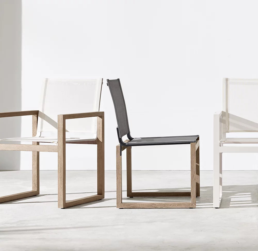 FAUTEUIL DE SALLE À MANGER EN TECK ET MAILLE - SANTORIN