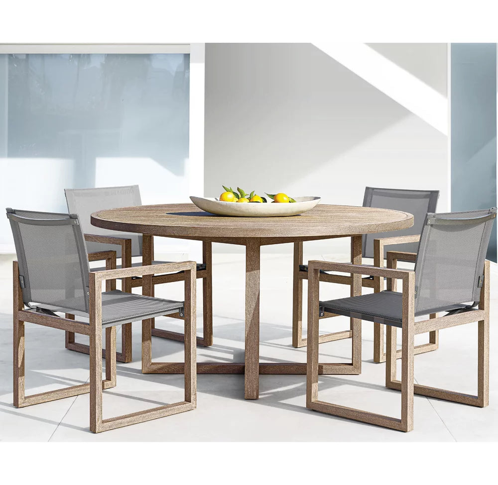 FAUTEUIL DE SALLE À MANGER EN TECK ET MAILLE - SANTORIN