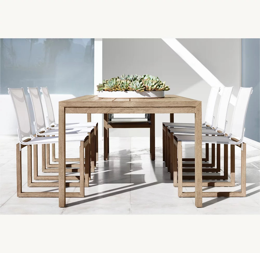 FAUTEUIL DE SALLE À MANGER EN TECK ET MAILLE - SANTORIN