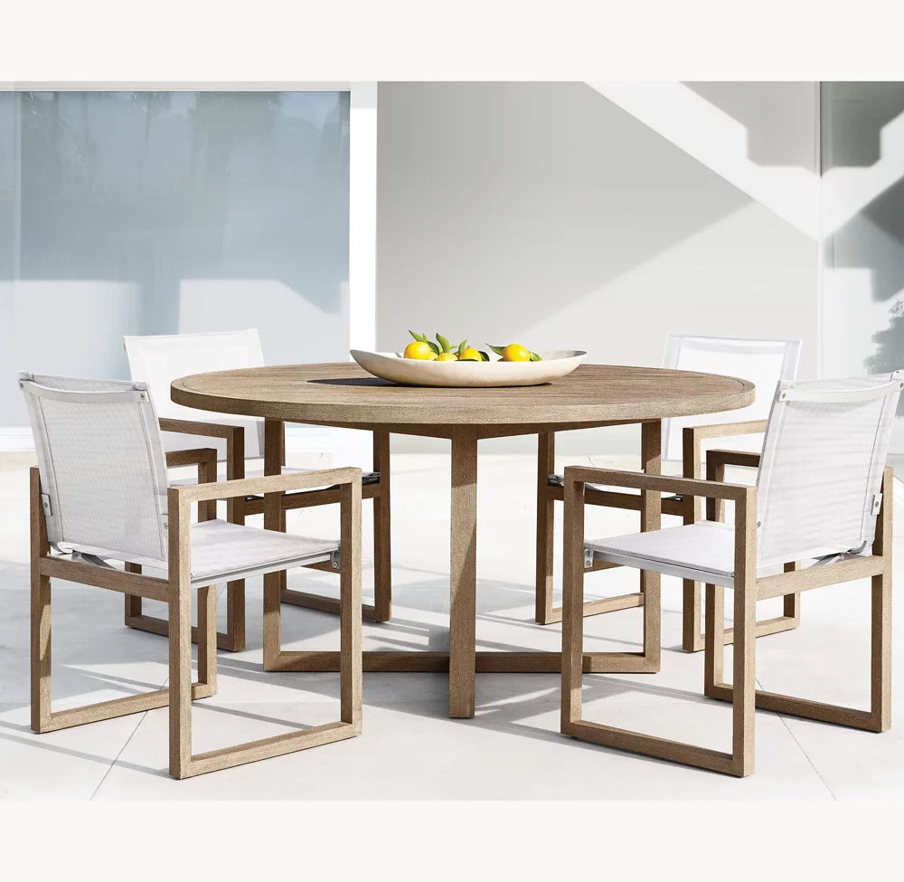 TABLE DE SALLE À MANGER RONDE EN TECK - SANTORIN