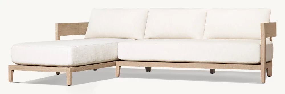 CANAPÉ D'ANGLE EN TECK AVEC MÉRIDIENNE GAUCHE - LUMINA