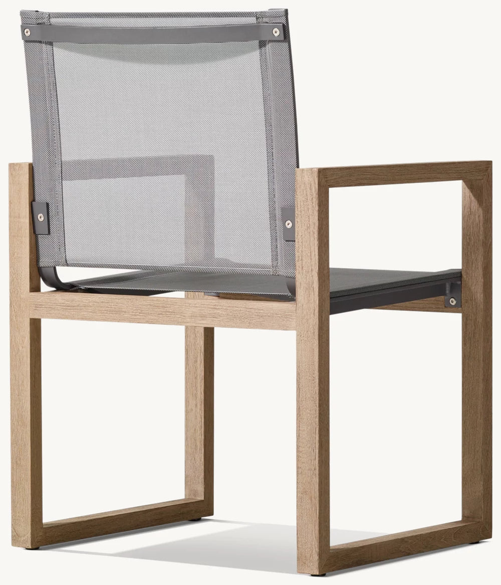 FAUTEUIL DE SALLE À MANGER EN TECK ET MAILLE - SANTORIN